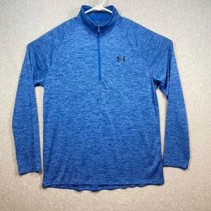 UA Under Armour 1/4 Zip Loose Long Sleeve Pull Over Men's 3X Blue